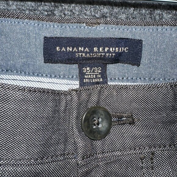 Banana Republic Pants Mens 35 Straight Fit Gray Cotton Flat Front Pockets Zip - Picture 4 of 8
